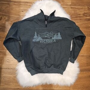 Vintage Men's Victoria Canada Green Denim Quarter Zip